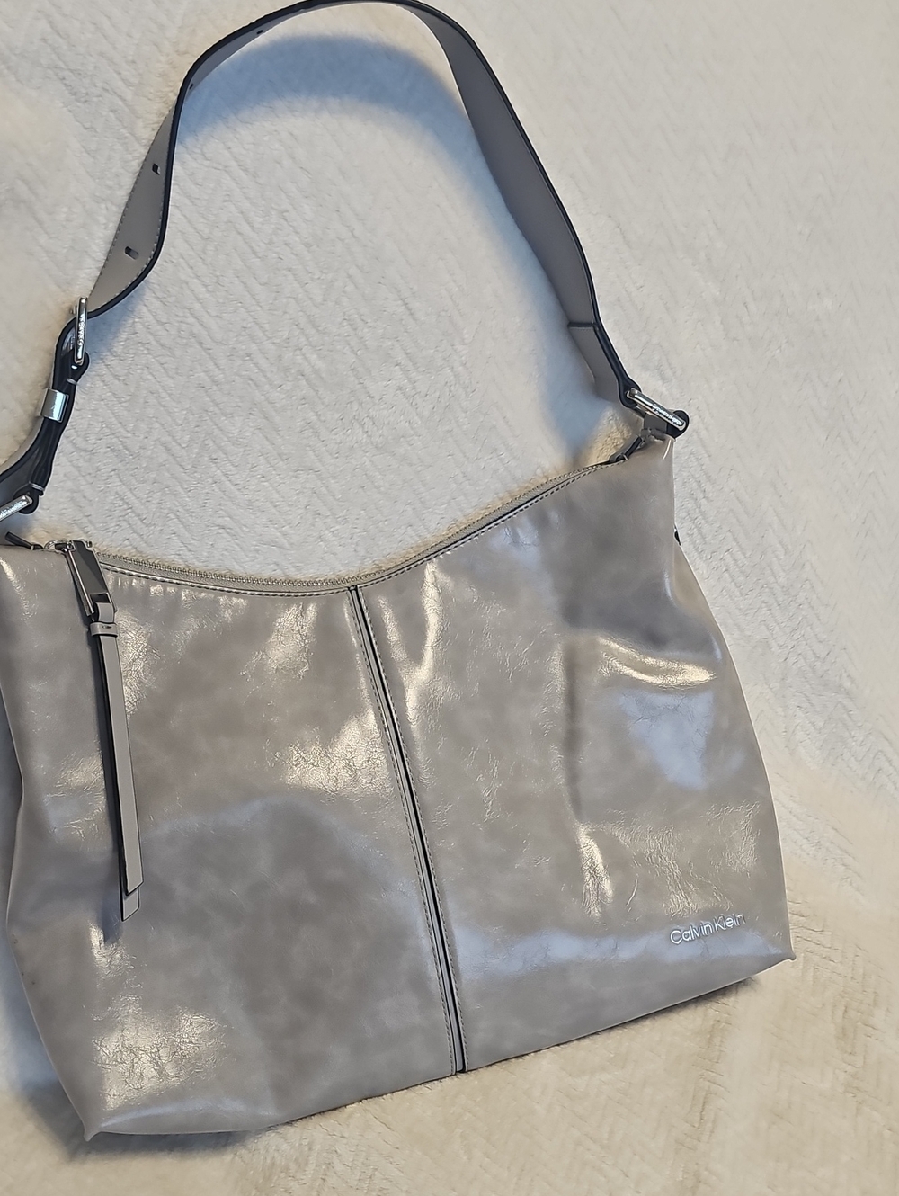 Calvin Klien Gray Shoulder Bag - Minimal Hobo Handbag